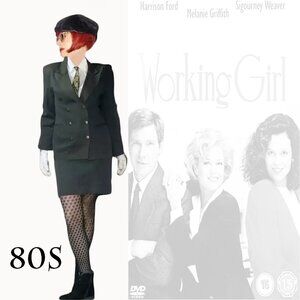 80s Vintage Black Blazer VFG Corporate Femme Fatale Jacket Iconic Power Shoulder